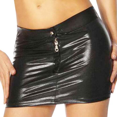New Fashion Women Vinyl Leather Mini Skirt England Style Sexy Faux Leather Low Waist Pencil Club Nightclub Skirt W7952