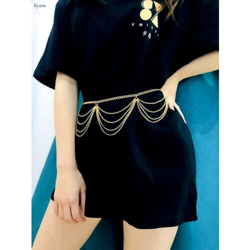 Personality Fashion Sexy Body Chain Women Multilayer Metal Chain Tassel Pendant Waist Chain
