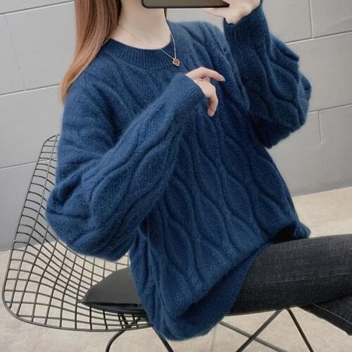 Spring Autumn Fashion New Twist Sweater Women Loose Korean Pullover Thick Warm Knitted Bottoming Shirt Long Sleeve Female Tops