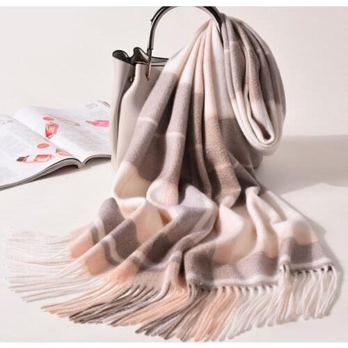 Winter Cashmere Scarf For Women Warm Long Neckscarf Plaid Cashmere Shawls Warps Lattice Pashmina Headscarf Luxury Foulard Femme
