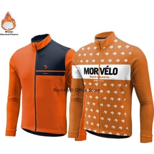 Morvelo Winter Thermal Fleece Cycling Jersey long sleeve Ropa ciclismo hombre Bicycle Wear Bike Clothing maillot Ciclismo tops
