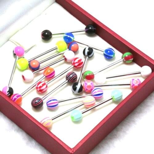 10pcs mix color Stainless Steel Body Jewelry Straight Barbell Tongue Piercing Tragus Nipple Eyebrow Labret Lip Captive Rings