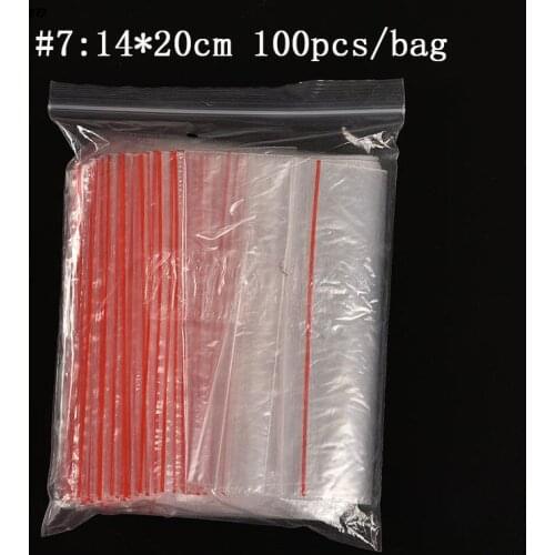 100 Pcs 14*20 cm Plastic Reclosable Poly Wedding Clear Bags Jewelry Ziplock Zipped Lock
