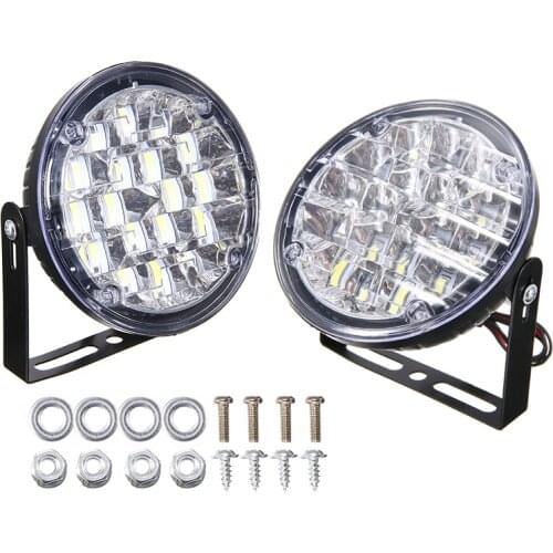 2pcs 18LED Auto Vehicle Headlight Car White Light Round Driving Lamp Car Light LED Work Fog Lamp 6500k 18W For Vans Trucks Boats