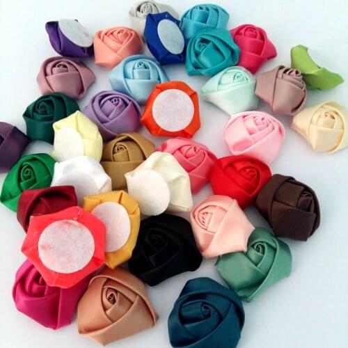 60pcs 40mm polyester rolled rosette flower womens Garment accessories fabric rosettes craft DIY accessories scrapbooking