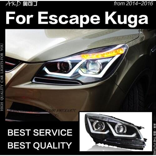 AKD Car Styling for Ford Escape Headlight 2014-2016 Kuga LED Headlight DRL Hid Head Lamp Angel Eye Bi Xenon Beam Accessories