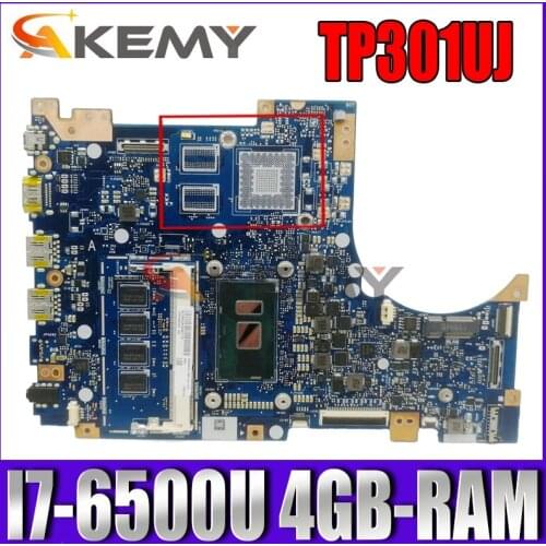 Akemy TP301UJ Laptop motherboard for ASUS TP301UA original mainboard 4GB-RAM I7-6500U