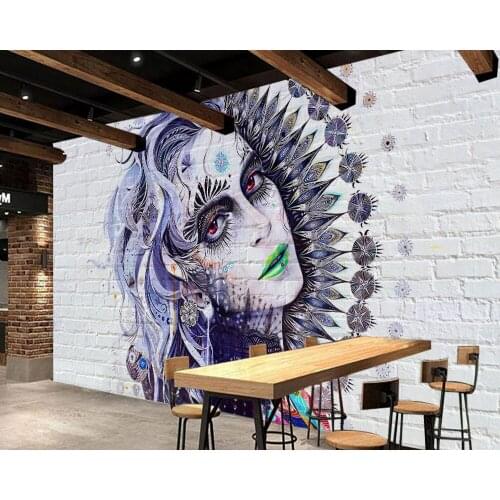 Free Shipping White Brick Wall Bright Colorful Beauty Mural Beauty Salon Wallpaper Nail Shop Mural Bar KTV 3d Custom Wallpaper