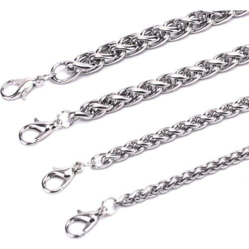 New Fashion Women Men Unisex Bracelet Punk Rock 20cm Length Twist Oval Chain Silver-color Stainless Steel Bracelets Bangles