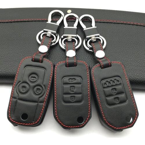Genuine Leather Key Case for Car Key Chain For Honda Accord City Civic Crv Element Fit Hrv Odyssey Crider Jed Spirior 3 buttons