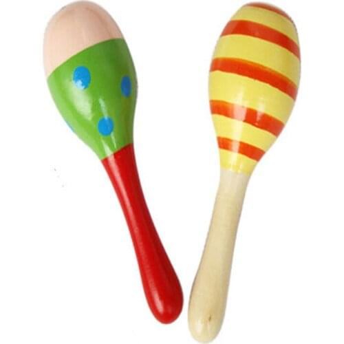 1Pc Random Infant & Toddlers Wood Sand Hammer Wooden Maraca Rattles Sand Hammer Kids Musical Party Favor Child Baby Shaker Toy