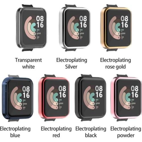 For Xiaomi Redmi Watch & Mi Smart Watch Lite TPU Anti-drop Full Screen Protector Solid Color Transparent Cover Accessories