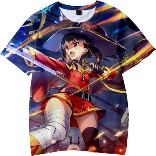 Megumin Konosuba T-shirt 3D O-Neck Mens Tshirt Women Summer Short Sleeve Unisex Harajuku Tshirts Japan Anime Konosuba Clothes