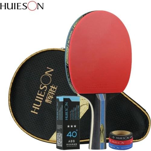 Huieson 4 Star Carbon Fiber Table Tennis Racket Double Pimples-in Rubber Pingpong Racket With Bag Table Tennis Ball Edge Protect