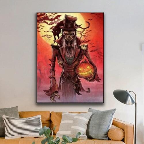 DIY Paintings By Numbers Hallowmas Pictures On Canvas Zombie Figures Festival Decoration Handicraft Oil Painting 40×50CM