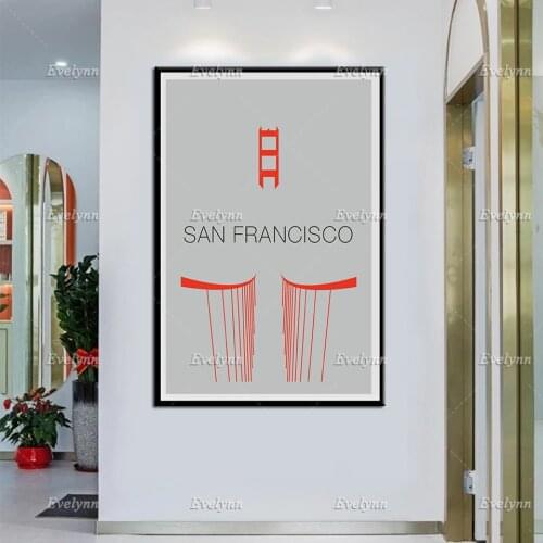 Minimalist Decor, Travel Canvas, Cityscape Print, San Francisco Print - Travel Theme Housewarming Gift, San Francisco Wall Art