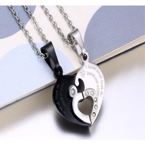 2021 Fashion And Korean Fashion New Jewelry Love Puzzle Titanium Steel Unique And Personality Necklace Suitable For Couples