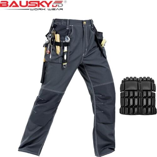 Working Clothes Knee Pads For Work Multi Pocket Workwear Trousers Work Pants With Knee Pads For Men FREE SHIPPING B129