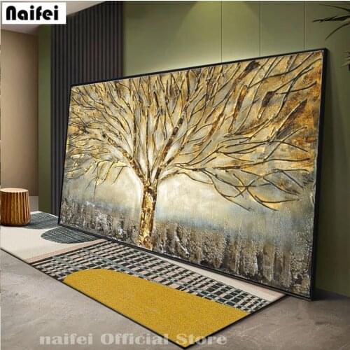 Wall Art Gold Tree 5D DIY Diamond Painting Full Drill Diamond Embroidery Mosaic Rhinestone Abstract Pictures For Home Decor