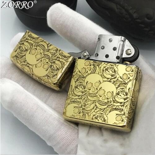 New Creative Rose skull Classic carved metal Kerosene gasoline petroleum oil cigarette lighter Boyfriend husband birthday gift