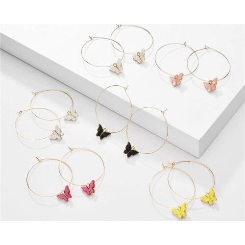 New Fashion Women Candy Butterfly Earrings Girl Sweet and Colorful Animal Earrings Womens Statement Party Jewelry Gifts