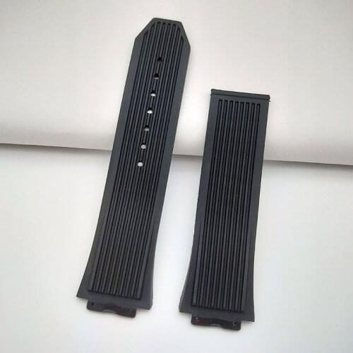 Top Quality Black 27*17mm Waterproof Nature Silicone Rubber Watchband Watch Band for Hublot Strap 22mm Folding Buckle