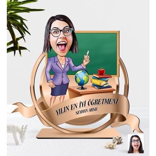 Personalized The Year 'S Best Female Öğretmeni Caricature OF 3D Wooden Trinket Plaket-9 Reliable Quality Cost-Effective Home decoration
