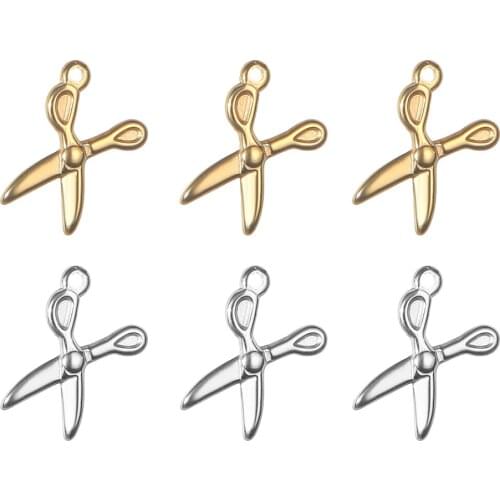 20pcs/Lot Real Stainless Steel Gold Hip Pop Scissors Shaped Charms Pendants for DIY Making Necklace Bracelet Fashion Jewelry