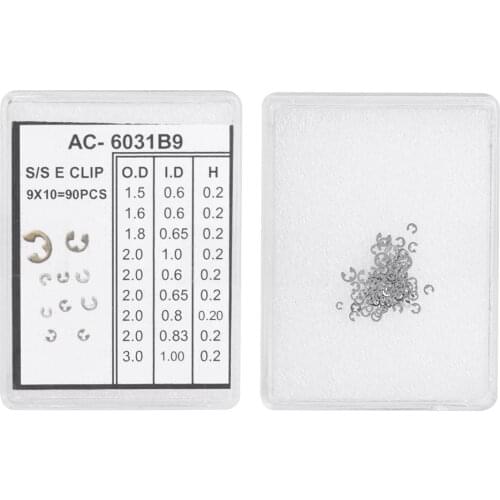 90pcs 9 Sizes Chronograph Watch Pusher Button C-clip E Clip Circlip Ring Watches Repair Tool Parts Replacement