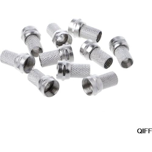 Drop Ship&Wholesale 10 Pcs 75-5 F Connector Screw On Type For RG6 Satellite TV Antenna Coax Cable Twist-on August 5