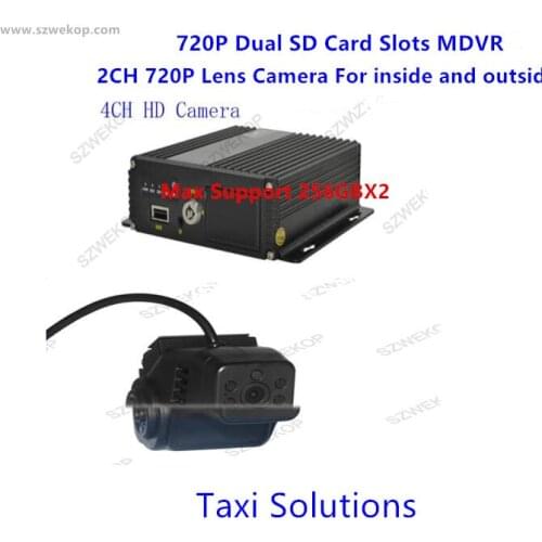 All-in-one Taxi Solutions 2ch Dual Lens Camera ,Support 256GB sd card MDVR for Bus Car Truck Vans Taxi