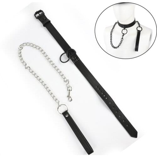 Sex Fetish Leather Necklace Bondage With Belt, BDSM Nack Collar Sexy Slave Bondage Sex Products For Couples Adult Games Sex Toys