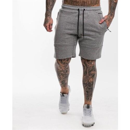 Muscle Fitness Summer Sports Men Shorts Outdoor Breathable Running Training Cotton Short Trousers Zipper Pockets 5 Points Pants