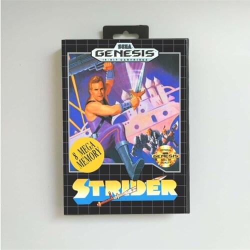 Strider - USA Cover With Retail Box 16 Bit MD Game Card for Sega Megadrive Genesis Video Game Console