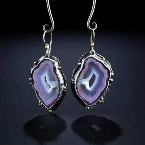 Unique Popular Retro Jewelry Amethyst Pendant Earrings for Engagement Wedding Ladies