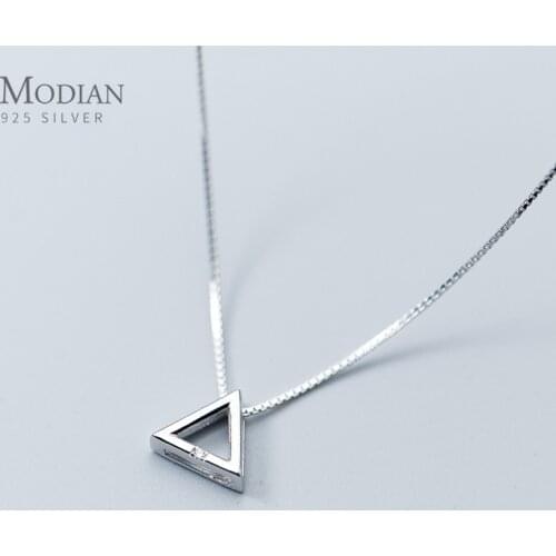 Modian Fashion Simple Design Geometric Triangle 925 Sterling Silver Mini Pendant Necklace for Women Japanese Style Fine Jewelry