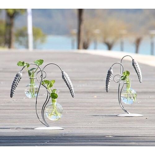1PC Vintage Rice Flower Spike Creative Hydroponic Vase Small Fresh Green Glass Bottle Water Plant Container JL 284