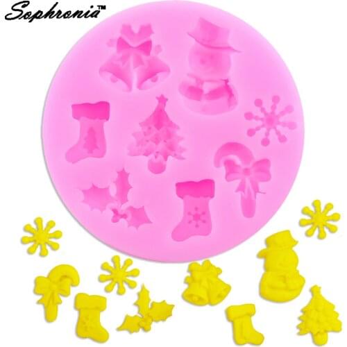 10pcs/set Snowman Snowflake Christmas Tree Silicone mold Fondant Cake Decorating,Candy, Chocolate, Jelly DIY Bakware M070