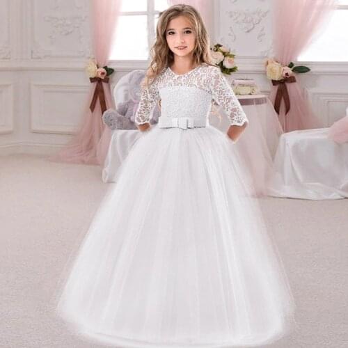 2021 Summer White Bridesmaid Girl Party Dress Wedding Dress Kids Dresses For Girls Children Clothing Princess Dress 10 12 Years