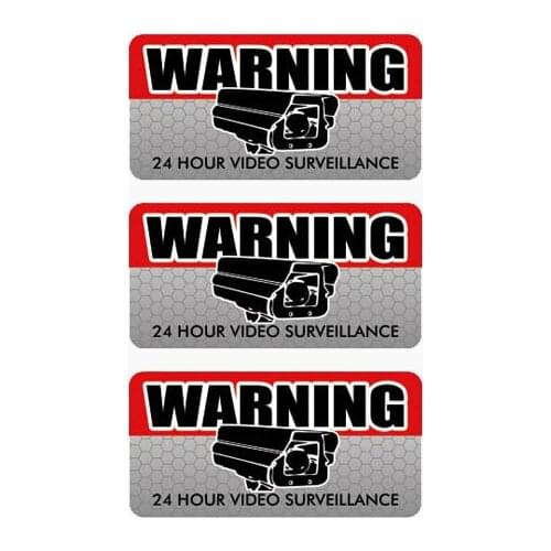 3 X WARNING VIDEO SURVEILLANCE Reflective Car Sticker Automobile Motorcycle Accessories Decoration Cover Scratch Decal,10cm*4cm