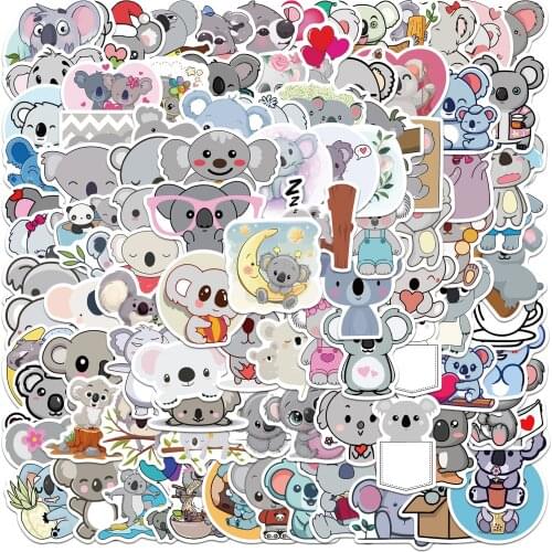 50/100pcs Animal Sticker Cute Koala Stickers Cartoon Series Childrens Toys Waterproof Diy Skateboard Bike Suitcase Decals