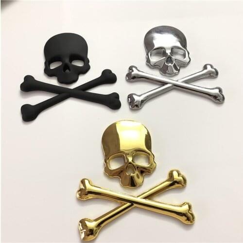 50x 3D Skull Metal Skeleton Crossbones Car Motorcycle Sticker Label Skull Emblem Badge car styling stickers decal accessories
