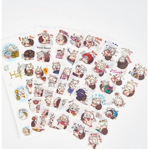 6pcs Lovely snail sticker pvc diy decoration sticker for album scrapbooking stationery sticker gift for kids