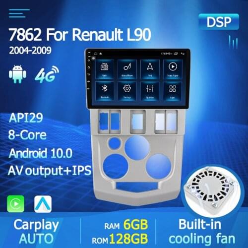 Android 4G LTE For Renault Logan L90 2004 2005 2006 2007 2008 2009 Car radio gps navigation with carplay auto audio 2 din no dvd