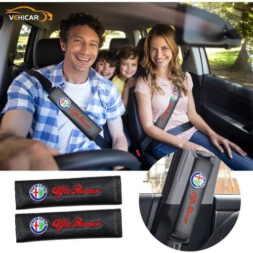 VEHICAR Car Seat Belt Cover 2PCS Carbon Fiber Auto Safety Belt Pad for ALFA ROMEO Driver Shoulder Protector Car Accessories