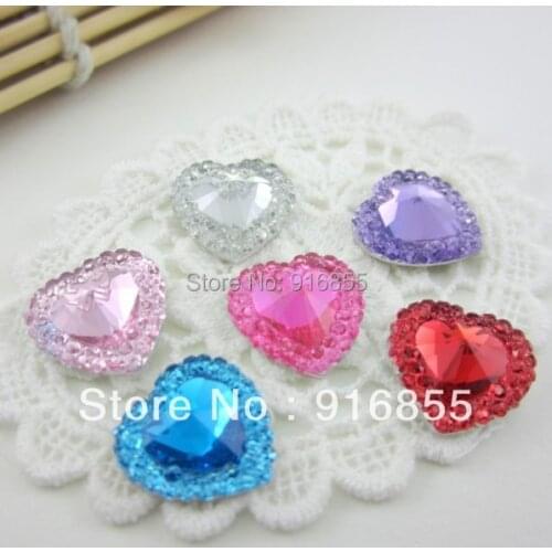 Free shipping the newest fashion 100pcs/lot 15mm lovely heart shape flatback resin rhinestone for DIY decoration(many colors)