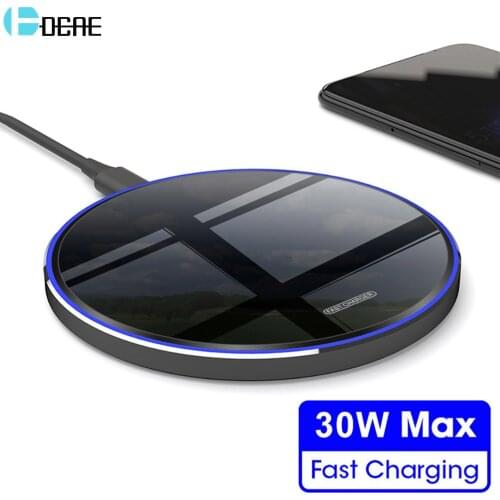 DCAE 30W Qi Wireless Charger for iPhone 12 11 Pro Max Mini X XS 8 XR Type C Fast Charging Pad For Samsung Note 20 10 S20 S10 S9