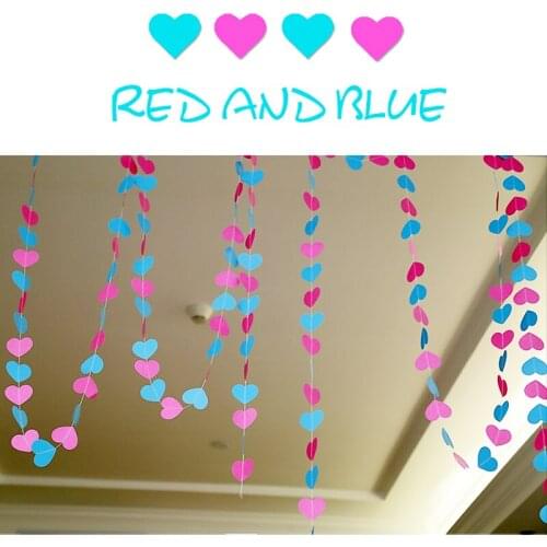 4m Colorful Heart Paper Wedding Party Banners Decoration Garland Handmade Children Room Wall Hangings Props Decoration