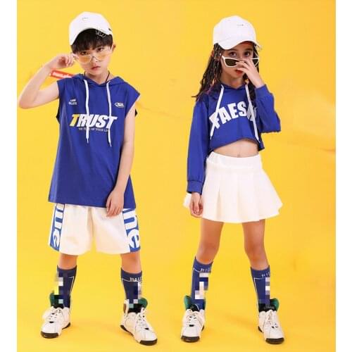 Children Hip Hop Performance Clothes Hoodie Shorts Skirt Boys Girls Cheerleading Costumes Jazz Dance Running Sportwear Outfits