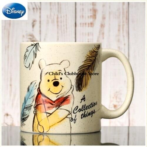 Disney Water Cup Cute Cartoon Winnie the Pooh Ceramic Cup Milk Cup with Lid Spoon Large Capacity Cup Birthday Gift